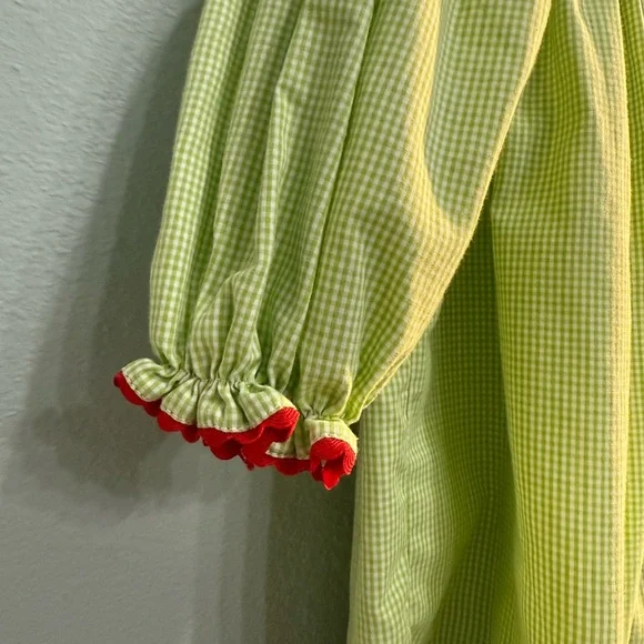 Girls' Lime Green Smocked Holiday Dress - Picture 4 of 11